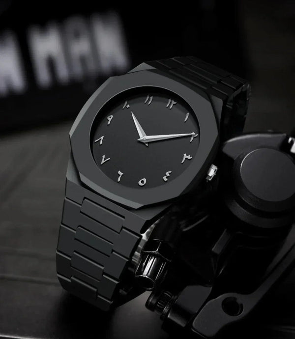 YAQOOT Black arabic watch